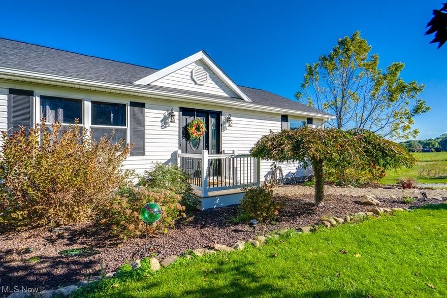 Come visit for the uniqueness of a beautifully updated ranch with a private apartment, but stay for the beautiful views!  This home offers first-floor living with an open concept space featuring vaulted ceilings, three bedrooms, one large bathroom, and washer and dryer hookups.  The lower level has an apartment with a separate entrance from the rear of the property with a spacious kitchen, living room, bath, two bonus rooms, and laundry hookups. The lower level also has a storage area. Updates in 2025 include a new roof, A/C, exterior shutters, and the back door. The front door and hot water tank were replaced in 2023, and the first floor flooring was replaced in 2022. The country views from the new deck provide the perfect place to relax. The lower-level apartment was converted from garage space, so the home does not have a garage.