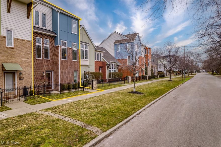 Welcome to this 2013 built luxury townhome nestled in the Bergen Village development of Tremont. Boasting a coveted locale mere minutes from downtown Cleveland, renowned sports venues, Ohio City, and the MetroHealth Campus, this contemporary urban oasis offers a serene retreat with access to scenic walking, running, and biking paths along the picturesque Cuyahoga River. Step inside to discover a sophisticated open layout. The ground floor features expansive storage options and a versatile office that doubles as a guest bedroom with a Murphy bed that conveys with the property. Ascend to the second level where soaring ceilings and expansive windows illuminate the spacious living and dining area. The state-of-the-art kitchen is a chef's dream, showcasing sleek quartz countertops, premium stainless steel appliances, a generous farmhouse sink, and a sprawling kitchen island perfect for culinary creations and social gatherings. Enjoy seamless indoor-outdoor flow with access to a private deck, ideal for entertaining. A conveniently located half bath enhances the main floor's functionality. Upstairs, retreat to two luxurious bedroom suites and a discreet laundry closet. The primary suite exudes tranquility with lofty vaulted ceilings and abundant natural light, offering a haven of comfort and style. Additional highlights include a coveted two-car garage complete with an EV charging outlet and a new tankless water heater installed in 2023, ensuring convenience and sustainability. Association includes: common area maintenance, landscaping, and snow removal on the main City View Road. Benefit from tax abatement through 2029. Experience a lifestyle of unparalleled refinement and convenience in this prestigious Tremont townhome. Schedule your private tour today and envision the possibilities of elevated living.
