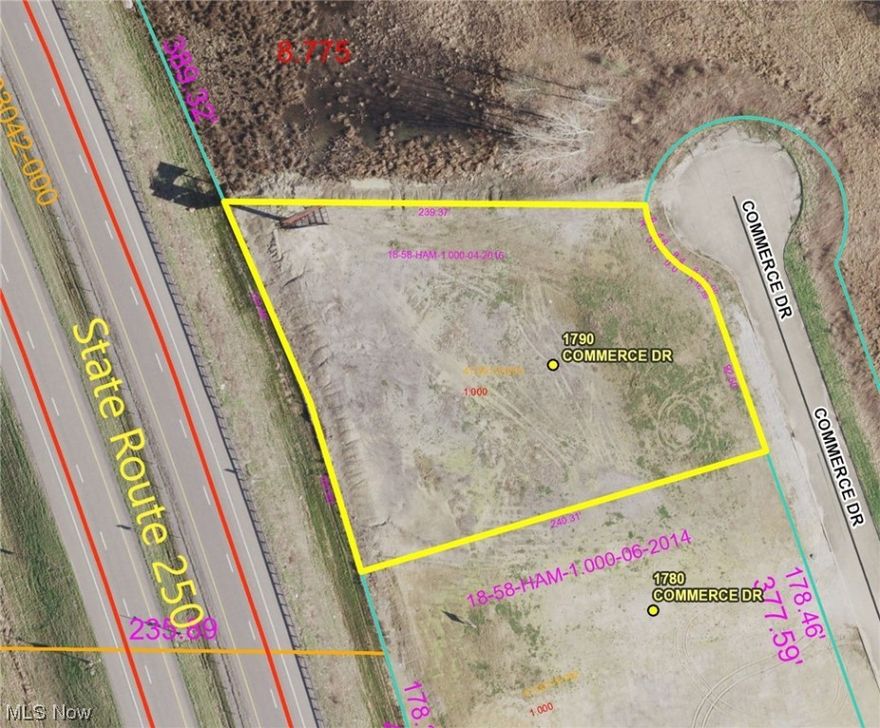 Excellent commercial location with exposure from State Route 250. 1 acre level commercial parcel on a cul-de-sac in a sizable business area. Twin City Water & Sewer available. Easy access to State Route 250 & I-77.