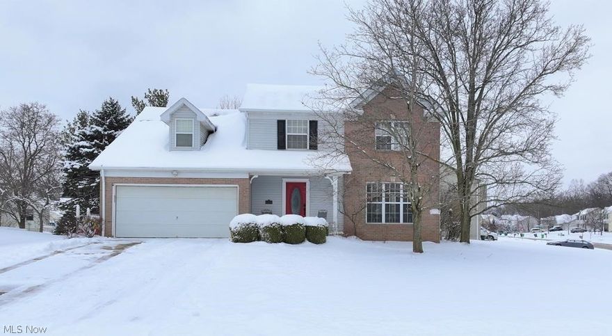 Priced to sell in the desirable Stonegate development in Medina! This 4-bedroom, 3.5-bath two-story home offers the space and flexibility you’ve been looking for. The main level features a sunken family room with fireplace, an eat-in kitchen with appliances included, and a formal dining room—ideal for everyday living or entertaining. Upstairs, the spacious primary suite includes a private en-suite bath with double sinks, soaking tub, and walk-in closet. A partially finished basement adds extra room for a rec area, office, or hobby space without sacrificing bedrooms. Situated on a nice corner lot with a large back patio and 2-car attached garage, all just minutes from shopping, parks, and historic downtown.