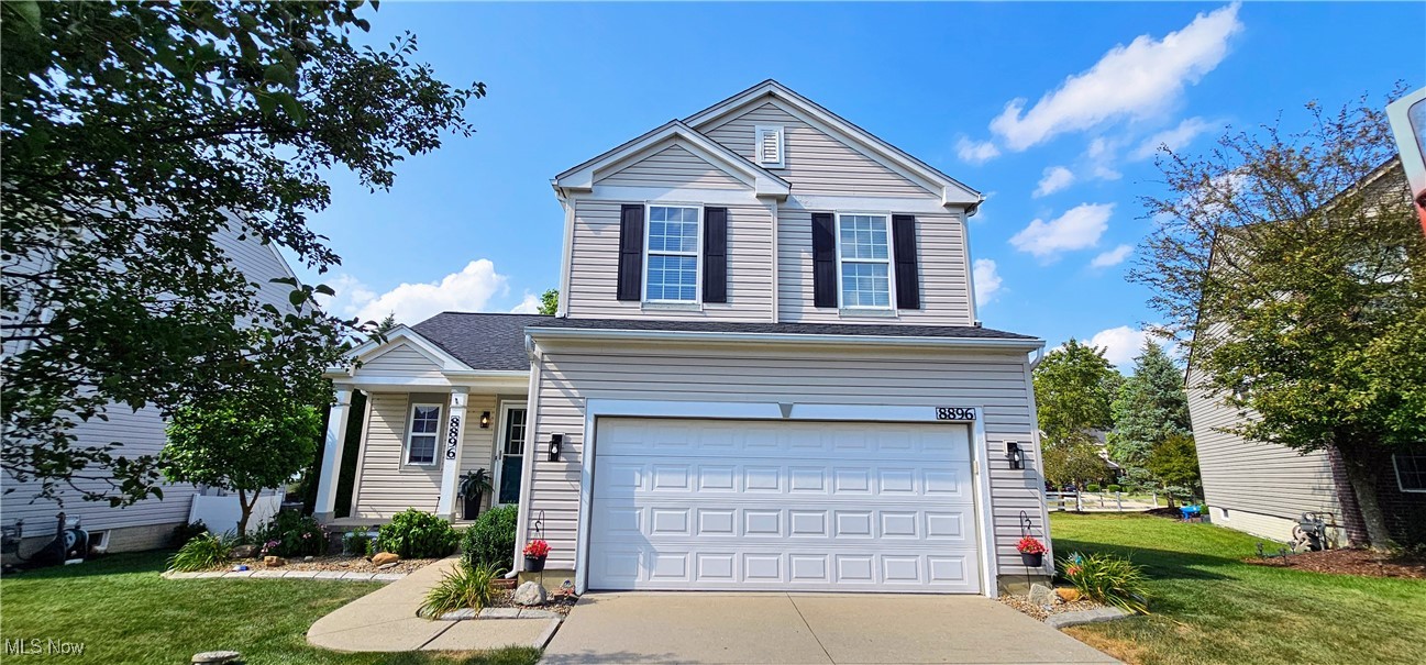 Move-In Ready 3-Bedroom Home in Quiet Cul-de-Sac! Nestled in the amenity-rich Waterbury neighborhood, this charming 3-bedroom, 2.5-bathroom home offers the perfect combination of comfort, space, and modern updates. The open-concept first floor features a vaulted great room, an expansive eat-in kitchen with newer appliances (only 2 years old!), a convenient half bath, and a laundry area. Upstairs, enjoy the privacy of a spacious owner's suite with a walk-in closet and its own en-suite bathroom. Two additional generously-sized bedrooms and a full bath complete the upper level. The full basement is ready for customization, perfect for creating your dream living space. Step outside to a beautiful backyard designed for entertaining, featuring a cozy firepit area and low-maintenance landscaping with river rock and stamped concrete borders. Key updates include a brand-new roof (November 2023), newer hot water tank, and fresh flooring throughout. Neighborhood Amenities include-Community pool, Playground, Clubhouse, and Scenic walking trails Conveniently located with easy access to shopping, dining, schools, parks, and major highways, this home offers the perfect blend of quiet living and modern convenience. Don't miss out, schedule your tour today!