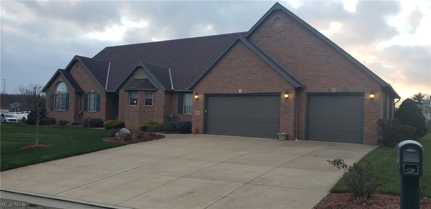 Unique! Rare opportunity! Homes like this do not come on the market very often. Quality throughout this one-owner custom-built ranch home built in 1995; this home has many features that make it stand out in today's real estate market; this 2,212 square foot , 3 bedrooms, all brick home features custom cabinets and fireplace trim by Mullet, quartz countertops in kitchen, large 1st floor laundry, oversized 3-car garage, and a huge 12 course basement (no crawl space); basement has roughed in plumbing making it easy to add a bathroom and the basement can be finished to be used however the new owner(s) would like; in addition, the shelves in basement stay making storing items easy; the large Great Room is home to an all-masonry fireplace with gas logs... plus the entertainment center (which accommodates a 65" TV) stays with the house; just outside the dining room is a large (12x23) screened in porch with plenty of room for sitting and dining; outside the porch is a covered patio for grilling without exposure to weather; the garage features a 2nd stairway directly to the basement in addition to both hot and cold water spigots; the roof, furnace and A/C were all replaced in 2013; the large refrigerator, stove and dishwasher are just 2 years old with many more years of useful life; there is also a walk-in closet (8x10) off of the master bath; 200 amp service in basement; when thinking of this home... one word comes to mind... Quality! Quality! Quality!