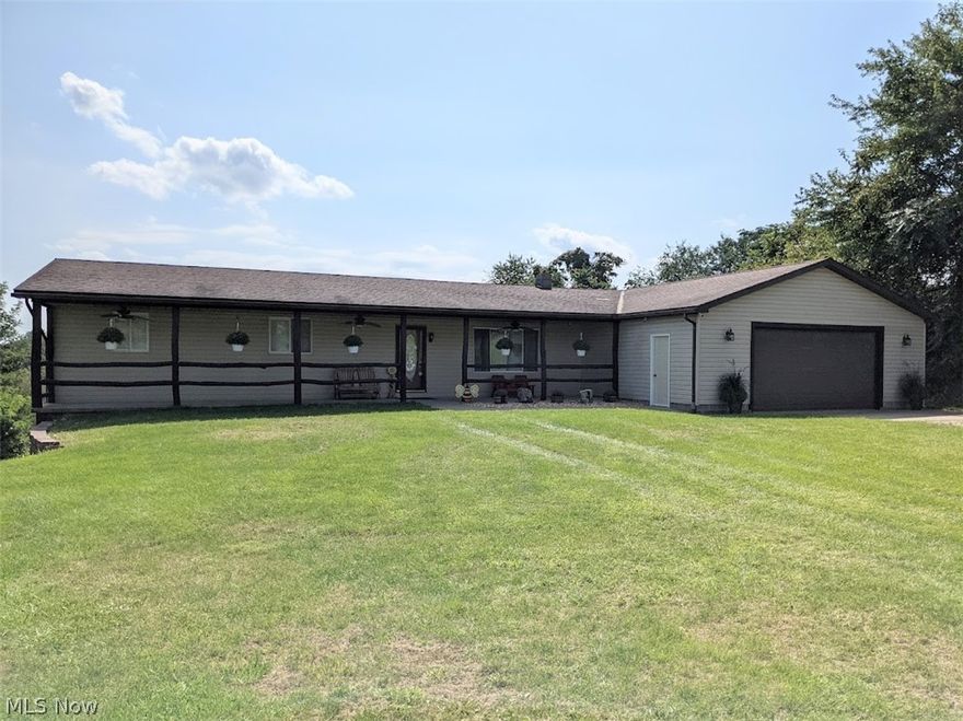 You must check out this terrific ranch home sitting on 8.92 acres in a lovely country setting with a gorgeous 20x40 newer heated inground pool with automatic safety cover, pool house, and a large pavilion, great for entertaining, with a full kitchen and 1/2 bath. There are 9 picnic tables included with the pavilion, so it can hold all your parties with friends and family. This beautiful home features an open floor plan with 3 bedrooms, 2 and a half baths, Corian countertops in the kitchen along with the appliances, a first floor laundry room and mud room, a gas log fireplace in the living room, a central vacuum system, and a spacious rec room in the basement with a projector for movie nights. Enjoy the views from the covered front porch with outdoor ceiling fans that will help give you a cool breeze on these hot summer days. There is also a nice 4 car tandem attached garage with loft storage. This home has so much to offer, you don't want to miss out.
