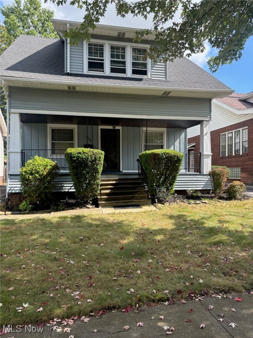Nestled in the city of Cleveland Heights is this gem with a front porch just right for relaxing.  This Colonial has 3 spacious bedrooms, 1.5 bathrooms, with 1558 SQFT. of refreshed living space. This charming home was freshly painted and has beautiful hardwood flooring flowing throughout.  The Living room boast a woodburning mosaic tiled fireplace to enjoy on those cozy nights.  The bay windows in the Dining room are a great source of light for this gathering place.  The Kitchen offers a modern look with shaker style cabinets doors,  new butch block countertops, marble backsplash, & LVT flooring to update this classic home.  The bedrooms are spacious with an additional closet nook area, providing extra storage with built in shelves in each closet.  The basement has been 100% waterproof, adding some additional space for you to make your dream space. Garage built in 2018. Conveniently located near University Circle, Case Western Reserve University, restaurants, shopping & local parks.