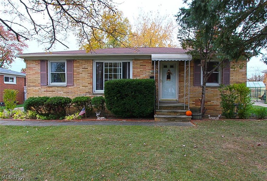 This well loved and charming 3 bedroom, 2 full bathroom ranch is located in Parma. All brick house with open concept living/dinning room leads to 3 bedrooms and a full bathroom.  The eat-in kitchen has newer appliances and ceramic tile flooring. A full basement with partial rec room, full bathroom, glass block windows, separate washer and dryer area, and plenty of storage. New hot water tank 2015. Furnace & A/C 2013.  Roof is approximately 11 years old, and the home has a Leaf Guard gutter system with free annual cleaning. One basement wall was waterproofed in 2015. The single car garage is only 8 years old. The large back yard is completely fenced and has a shed.