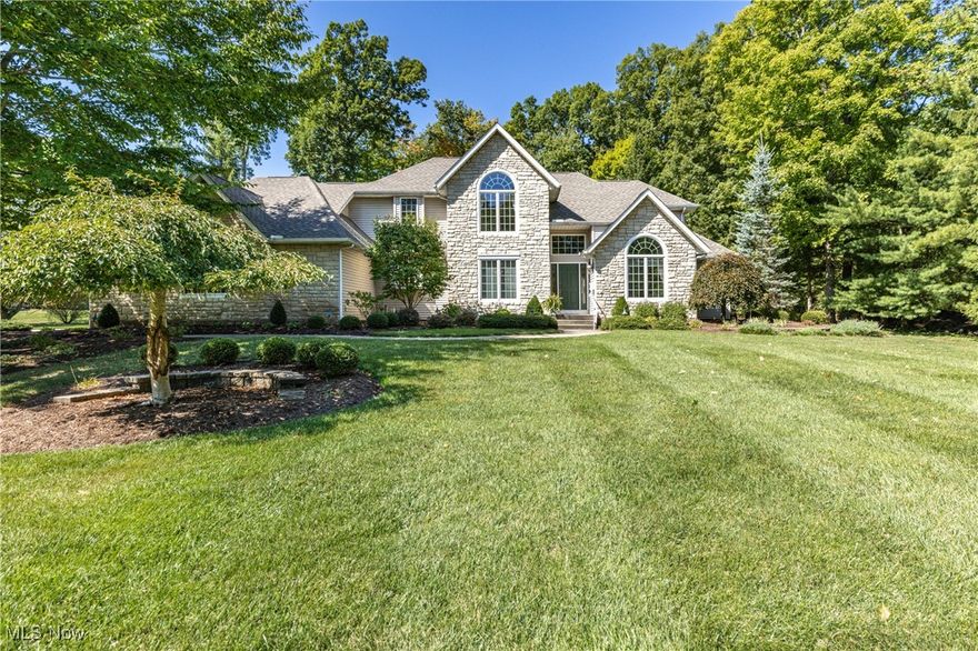 Welcome home to this beautiful stone-faced traditional in beautiful Westfield Center. With almost 5000
SF including the finished lower level, this home’s amenities are numerous and include a two-story great
room with stone fireplace and vaulted ceiling, two-story foyer, huge, eat-in kitchen with a granite island
and countertops, first floor laundry, private library/den with French leaded glass doors and hide-away
office desk, and an amazing first floor master suite that features a master bath with dual vanities, jetted
tub, stand-alone shower, private water closet, a huge master closet with skylights and an attached 13 x
14 sunroom with skylights that leads to the rear patio. On the second floor you will find two large
bedrooms with jack and jill bath and large closets. A third bedroom offers an attached bathroom and
walk-in closet. The lower level is spacious with natural light from the garden windows, a wet bar, office
area and half bathroom. Plenty of room for storage and a workshop with stairs from the garage.
Additional features include a side-facing, three-car garage, a 18 x 20 outbuilding with electric that is
hidden in the woods at the rear of this 1.4 acre property, and an automatic retractable awning off of the
sunroom. The patio area features professional landscaping with a serpentine wall and brick pavers.
Additionally, the roof was completely replaced just a few weeks ago on August 27th
.
Enjoy the luxury, elegance and sophistication provided to residents of this family-friendly golf course
community. Close to highways and Cloverleaf middle and high schools just built this year. Don’t miss out
on this great opportunity!