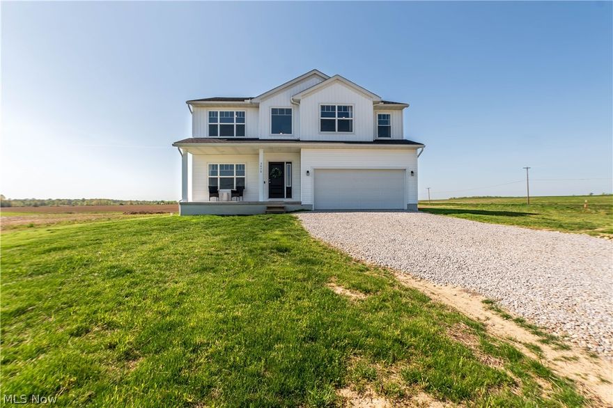 Introducing a brand new Wayne Homes Charleston 2 style home located at 3476 Seville Rd!  Enjoy the convenience of a brand new build without having to wait for it to be built! This home is nestled on over 5 acres of picturesque country setting. This stunning home boasts three spacious bedrooms, two full baths upstairs, and a convenient half bath on the first floor. The first floor has 9-foot ceilings and the upstairs has 8-foot ceilings! Enjoy the tranquility and charm of rural living while indulging in modern comforts and elegant design. Don't miss the opportunity to make this your dream home in the heart of nature. Call to schedule a private showing today!