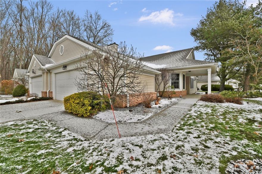 Welcome to this well-maintained, single-floor senior living unit located in desirable Avon Lake. This one-level home offers 2 bedrooms and 2 full bathrooms, all conveniently situated on the main floor which is ideal for comfortable, low-maintenance living. The spacious living room features soaring ceilings and a beautiful decorative “gemstone green” stone fireplace that serves as a stunning focal point and includes an abundance of natural lighting. Carpet replacement is needed, offering an opportunity for the next owner to personalize the space.

The primary suite includes a large vanity area and a thoughtfully customized bathroom with a soaking tub, separate shower with seating, and grab bars for added comfort and accessibility. Additionally, an attached garage provides convenience and additional storage.

The unit comes fully equipped with an abundance of appliances, including a refrigerator, range, microwave, and dishwasher. Maintenance fees cover landscaping, snow removal, trash removal, recreation, and other community-maintained services.

Make this your new home and enjoy the ease of low-maintenance living in a well kept community.