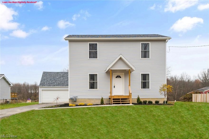 Essentially new construction on 4 acres in Austintown School District. This home has been taken to the floor joists and rebuilt literally from the ground up. New footers, foundation, mechanicals, roof and EVERYTHING in between. Spacious open floor plan, neutral colors throughout with LVT flooring, white shaker style kitchen with pantry, open dining and living areas and a half bath on the first floor. The second floor consists of a large center hall with main bath, two generous sized bedrooms, second floor laundry and an owners suite with private bath. There is a full basement with new plumbing, electrical service, 95% efficient gas HVAC system, tankless water heater. Other updates include new septic system, well equipment, concrete sidewalks, front porch, rear deck and landscaping. Two car garage and plenty of room to roam. Conveniently located on a quiet street yet close to I-80 and I-680 with no city income tax, and no water or sewer bills.