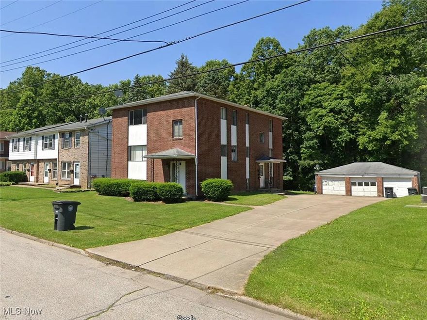 Here's your chance to own a fully occupied three-unit brick apartment building in a prime Akron location. This property features two spacious 2-bed/1-bath units and one 1-bed/1-bath unit, each with its own dedicated garage bay and separate water, gas, and electric meters. Lower common area with separate laundry hookups by unit.

Recent upgrades include new flooring in all units within the past 2 years. Mechanical systems are in good condition, ensuring low maintenance and reliable operations.

Each unit is currently rented at (2BRs at $900/mo, 1BR at $695/mo) with tenants covering all utilities except for common electric, paid by the owner for exterior lighting and shared spaces. This produces steady cash flow with minimal owner expense.

Located on a quiet dead-end street with Sand Run Metro Park as your backyard, yet minutes from Summit Mall, Stan Hywet, and I-77 access, this property offers the best of both convenience and tranquility. Public transit is also nearby.