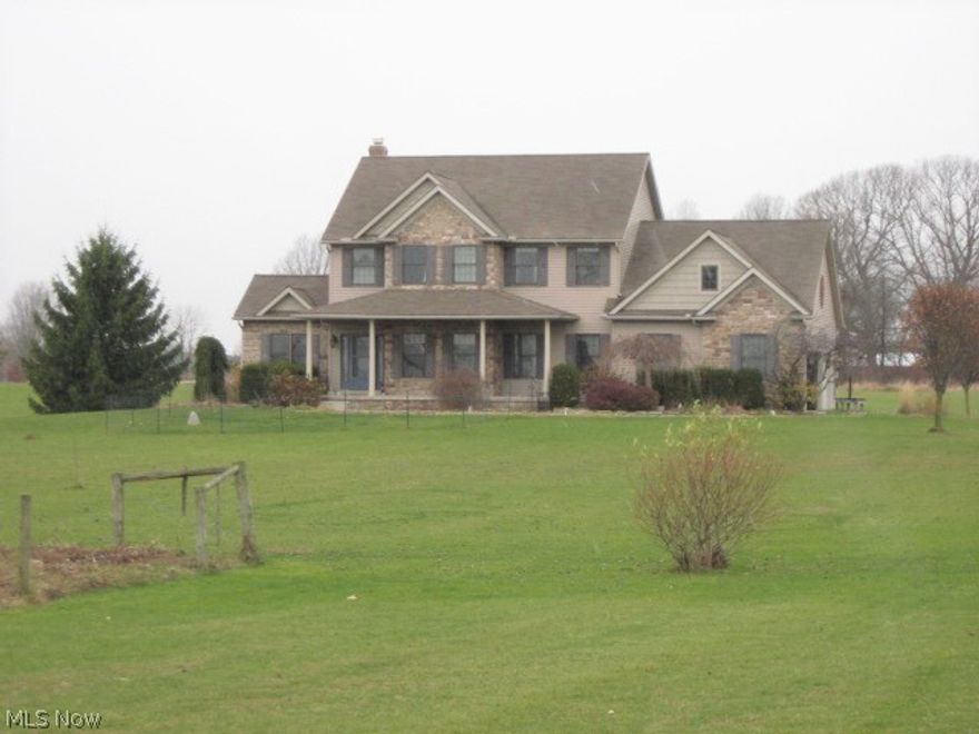 You will love the privacy of this custom built home, sitting on a beautiful 7 acre lot.  This warm, friendly home invites your entry from the covered front porch onto the beautiful wood floored foyer.  Off the foyer find the office featuring beautiful French door and skylights - which was used as a first floor guest bedroom.  There was a shower added to the first floor bath to accommodate 1st floor living.  The spacious kitchen features ample cabinets and counter space and island breakfast bar.  The large open family room features wood burning fireplace.  Master bedroom has 2 closets and luxury bath. Basement is large and is plumbed for extra bath and has access steps leading to garage. Heating system is zoned heat for main and second floor. New deck was just installed in 2022. 13 course basement. Enjoy the peace that country brings in this tranquil setting.