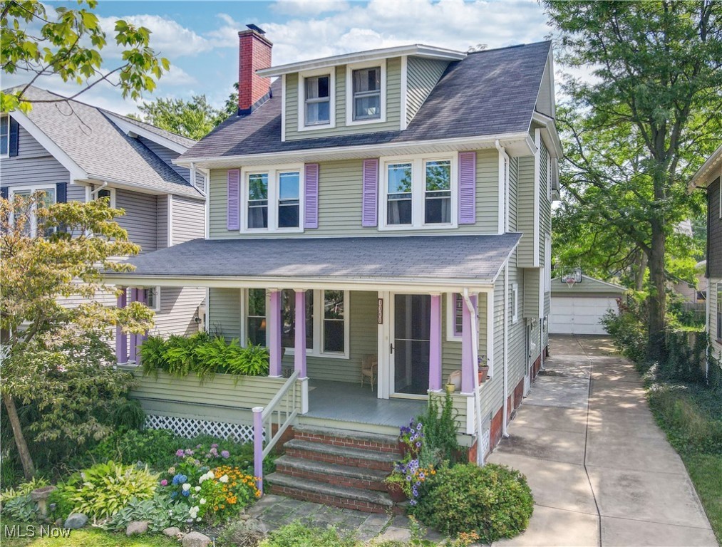 Welcome to this charming and solidly built 4-bedroom, 2-bath Colonial, ideally situated just minutes away from Kauffman Park and iconic Lakewood Park. Step inside to discover an inviting layout filled with natural light, hardwood floors, and generous living spaces—ideal for everyday life and entertaining. A cozy sunroom and a kitchen eat-in nook add warmth and versatility, perfect for morning coffee, casual meals, or a serene reading spot for plant lovers. Upstairs, the private master suite offers a true retreat with an ensuite bath featuring skylights—perfect for moon- and stargazing from the comfort of your own home. The second floor has three spacious bedrooms and a large bathroom. Recent updates include new siding installed in 2019, replacement windows from 2017, and updated kitchen appliances, including a dishwasher and stove added in 2020. With solid bones and a long history of thoughtful upkeep, this home offers true peace of mind. Outside, enjoy low-maintenance landscaping, a private patio for relaxing or entertaining, and a detached two-car garage with plenty of room for parking and storage. Thoughtfully updated and meticulously maintained, this home beautifully blends timeless character with modern comfort. Set in one of Lakewood’s most walkable neighborhoods, you’re just minutes from shops, restaurants, bars, and everything this vibrant community has to offer. This is a rare opportunity to own a home full of charm, integrity, and an unbeatable location. Schedule your showing today!
