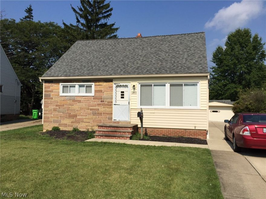 This property is located near a major bus line and (a Cleveland Clinic owned hospital) is 1 mile from the property.  The improvements on this property include a new 25 yr roof, 10 new windows, 6 glass block windows, new furnace and A/C and water heater, new electric panel with 100 amp service, new concrete driveway, large back yard, two car garage.  Kitchen was gutted to the studs and kitchen has fresh paint and hardware on cabinets. The whole house has fresh paint and carpeting. The attention to detail and quality of workmanship is evident.  All drain and waste lines were replaced with PVC, all the way back to the main stack. New wiring was run to bathroom and kitchen locations to meet modern power demands and code compliance.  Nothing has to be done to this home. It is truly a turn key investment.  Tenant occupied at $1,000 per month.