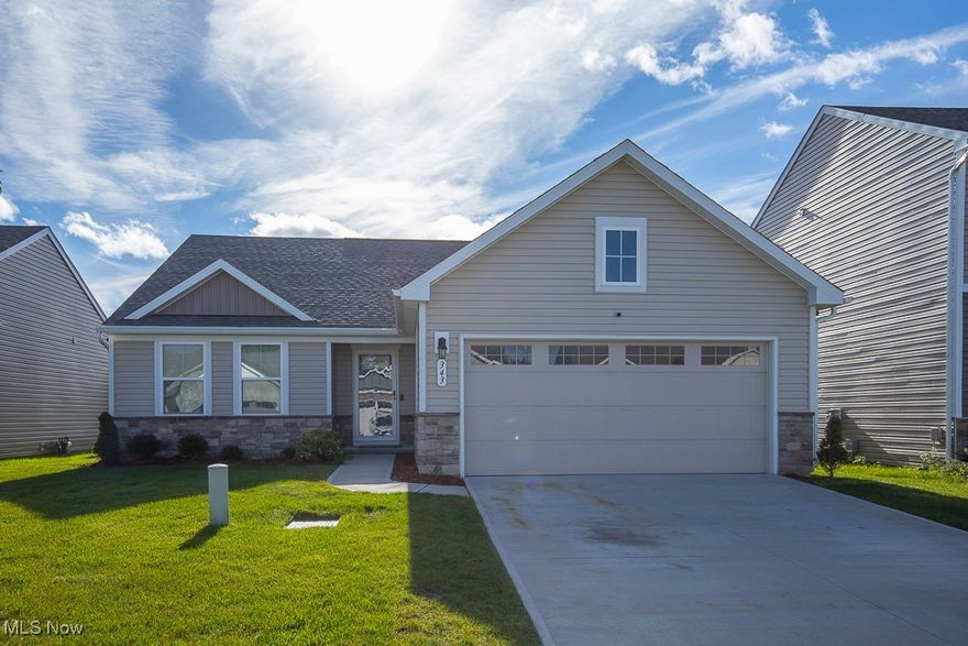 Welcome to this beautiful open concept ranch floorplan in Shoreland Crossings! This ranch offers 3 bedrooms, 2 full baths - 1,576 sq ft of living space and complete first floor living. The owner's suite offers a generous sized walk-in closet and a private bath with a cultured marble vanity top with two sinks. Full basement with plenty of storage space, ready to be finished and also plumbed for a full bath. Many upgrades were added after the construction was completed including luxury vinyl flooring throughout, a gas fireplace with remote, pendant lights & ceiling fans, and fresh paint throughout. Other notable features and improvements include a full vinyl fenced in the backyard with a new concrete patio right off the dining room and a new Nest thermostat. Don't miss out, schedule your showing today!