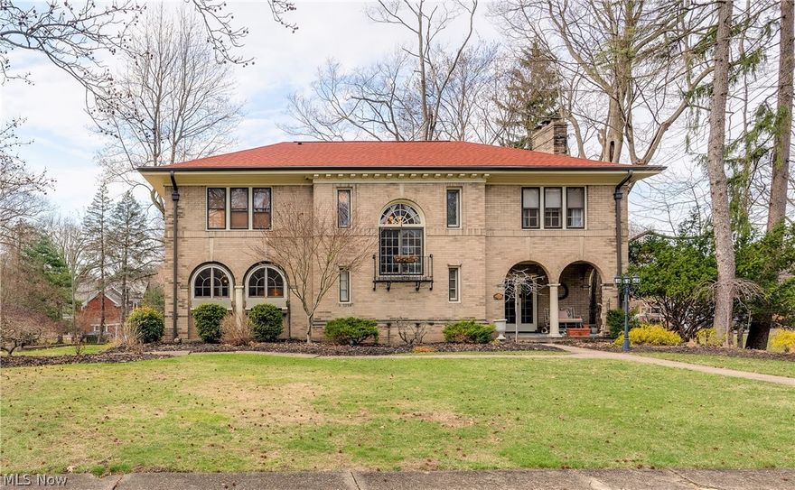 Historic Meets New in this all brick Italian Renaissance 5 bedroom home designed by Architect Roy Firestone. With sensitivity toward leaving the original elements alone, Modern updates include a kitchen done in classic black and white, 3 new bathrooms(2020) with new plumbing, wiring and materials, the addition of high force central air conditioning through the whole house(2020), newer electric panel and subpanels, 2018 roof, wired in compressor, refinished garage floor, new custom outdoor firepit with brick surround, new large garden shed, new landscaping with shrubs, trees & perennials, partial basement floor removed - new drainage installed and new flooring put down - this house is dry and usable top to bottom. Entire home interior has been painted(2021). Beautiful wood pane windows were built to stand the test of time. They incorporate indoor windows with both screens and storm windows built in - you pull down what you want for the season. A wide wooden staircase is showcased with w