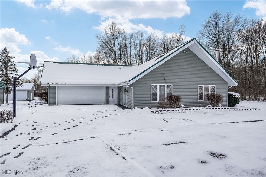 Welcome to your own little piece of heaven at 3407 US State Route 422, a charming 2-bedroom, 2-bath home offering over 2,000 sq. ft. of living space, a beautiful water view, and a peaceful country setting on 1.99 acres. As you arrive, you're greeted by a stunning pond, cozy pavilion gazebo, and your own dock, the perfect spot to unwind, fish, or take in the scenery. Inside, the home features high ceilings and a warm, inviting layout with an open kitchen and dining area that flows into a vaulted living room. The kitchen offers ample cabinetry and generous countertop space. The first-floor primary suite includes a full ensuite bath and a large closet, while a second full bath, laundry utility room, and convenient main-level layout ensure easy living. Upstairs, you'll find a nicely sized second bedroom with a large walk-in closet and two additional storage spaces, including one above the garage. If you’re looking for space for all your toys, hobbies, or equipment, you’ve found it. This property offers an oversized 2-car attached garage, an additional two-car garage, a detached garage workshop with 200-amp electric and a wood burner, RV parking, plus multiple sheds for endless storage options. A brand-new Trex patio adds the perfect outdoor entertaining space. With its peaceful surroundings, extensive storage, and serene lakeside setting, this property truly has it all.. comfort, charm, and the beauty of country living.