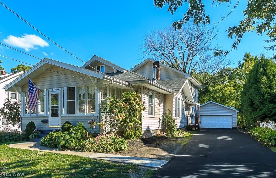 Welcome to this charming historical updated Arts and Craftsman style home w/addition located in the heart of Downtown Chardon. The first floor has three bedrooms including a master suite with french doors, gas fireplace, walk in closet, floor to ceiling bookshelves and a private en-suite. Updated kitchen with all appliances. The large great room is kept warm with the vintage wood burner to stay. 1st floor laundry. Upstairs has an additional two generous sized bedrooms and a bonus room which could be used as a 6th bedroom. Basement is dry and serves for another rec area or place for storage. Enjoy yourself reading a book or simply relaxing in the sun room overlooking the front yard. Huge 2.5 car garage with work bench and shelves. Conveniently located near shopping, grocery store, theatre, and of course the Chardon Square. Public water and sewer! No septic or wells!! Nothing to do but move in!