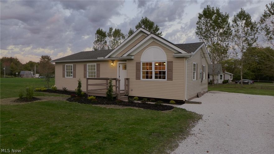 In the Harpersfield area, this Beautifully Updated Ranch offers 3 Bedrooms and 1 1/2 Baths!! Completely renovated inside with Open Floor Plan and New //Designer Kitchen w/Custom Cabinets and Stainless Steel Appliances!! Also includes Upgraded Faucets & Stylish Trendy Light Fixtures.   Outside Professionally Landscaped and with over an full acre, there is plenty of space on the relaxing Deck for Entertaining & Backyard Barbecues!  Amazing One-Floor Living at its Very BEST, all at a payment lower than you can rent! Call for more information today!