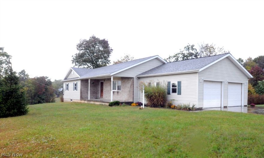 2 Acres (6 Acres are also available) . Ranch style brick & vinyl home  with nice floor plan.  3 Bedroom, 2 Full baths.  Walk out basement. plumbed for 3rd bath.  Public water. Attached 2 car garage. Heat pump w/ propane back up.  Oil & gas rights reserved.