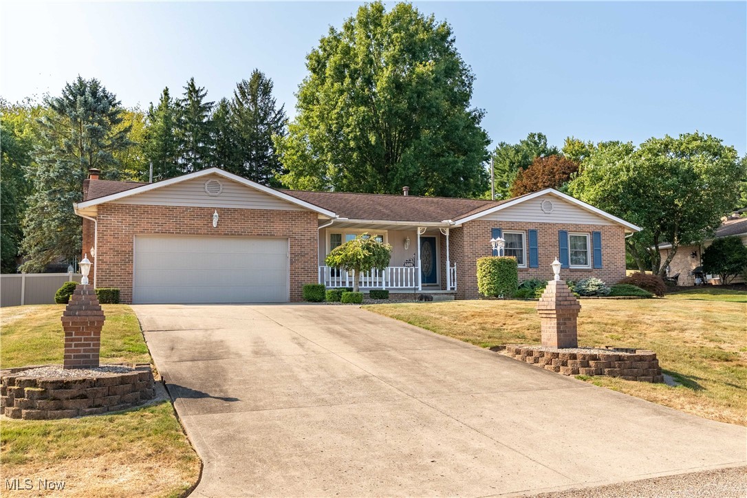 Welcome to this well-cared-for, one-owner ranch in a convenient Perry Township location! Offering 3 bedrooms, 2.5 baths, and 1,712 sq. ft. of living space, this home combines comfort, character, and updates. The brick front with matching brick light posts and a welcoming covered porch create an inviting first impression. Inside, the bright living room features a large bay window, while the spacious eat-in kitchen provides plenty of room for meals and gatherings. A cozy family room with fireplace and patio doors leads to a deck made with Trex composite boards, overlooking the landscaped backyard with a nice 10x12 shed for added storage. The home’s 3 bedrooms all include large closets and the primary suite features a private full bath and shower. Newer carpet enhances several rooms, and major updates done in the last several years include windows, roof, siding, hot water tank, furnace, and central air—offering peace of mind for years to come. A large 2-car garage with side man door adds convenience, and the full basement provides excellent storage and potential for future finished living space. With loads of closets, thoughtful updates, and well-maintained landscaping, this home is perfect for buyers looking for a solid and comfortable property they can make their own. Don’t miss the opportunity to make this one yours!