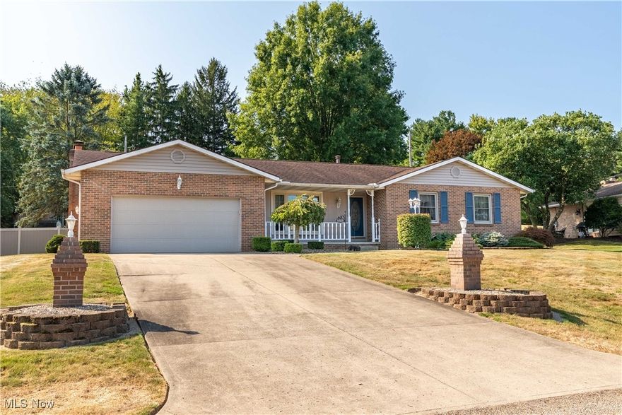 Welcome to this well-cared-for, one-owner ranch in a convenient Perry Township location! Offering 3 bedrooms, 2.5 baths, and 1,712 sq. ft. of living space, this home combines comfort, character, and updates. The brick front with matching brick light posts and a welcoming covered porch create an inviting first impression. Inside, the bright living room features a large bay window, while the spacious eat-in kitchen provides plenty of room for meals and gatherings. A cozy family room with fireplace and patio doors leads to a deck made with Trex composite boards, overlooking the landscaped backyard with a nice 10x12 shed for added storage. The home’s 3 bedrooms all include large closets and the primary suite features a private full bath and shower. Newer carpet enhances several rooms, and major updates done in the last several years include windows, roof, siding, hot water tank, furnace, and central air—offering peace of mind for years to come. A large 2-car garage with side man door adds convenience, and the full basement provides excellent storage and potential for future finished living space. With loads of closets, thoughtful updates, and well-maintained landscaping, this home is perfect for buyers looking for a solid and comfortable property they can make their own. Don’t miss the opportunity to make this one yours!