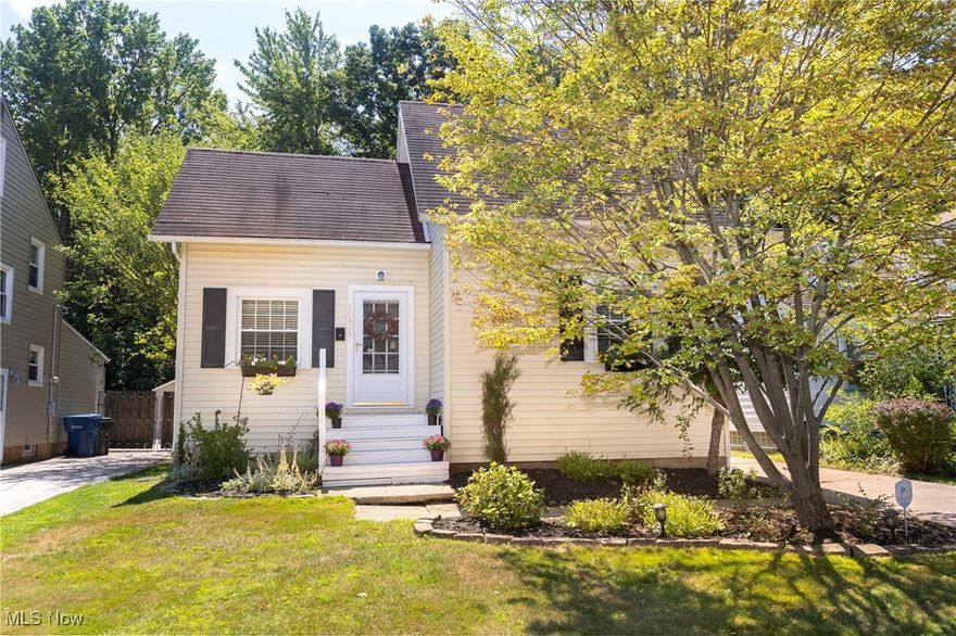 ABSOLUTELY Adorable 2 bedroom vinyl sided cape cod in the heart of Fairview Park! Super cute and clean! Eat-in kitchen with spacious eating area and built-ins, plus a coffee station. Low maintenance vinyl floors. 2 bedrooms: 1 upstairs and 1 downstairs make for ease and privacy of living.  Great closet space throughout.  Old school screened back porch walks out to lovely brick patio for summer fun! One car garage. Low maintenance siding and many updated vinyl windows, too! Walk or bike to Westgate Mall, Bohlken Park, shops/restaurants and Metroparks! Easy access to bus line, I-90, I-480 and CLE Airport!