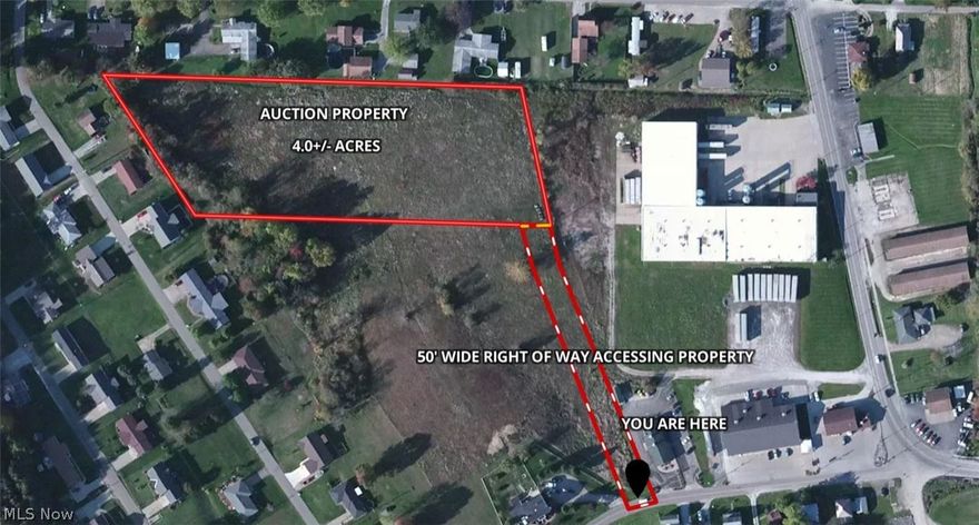 ABSOLUTE AUCTION !!

4.0+/- ACRES – ALL UTILITES AVAILABLE – LEVEL ACREAGE – 50’ WIDE DEEDED ACCESS – LOCATED IN THE VILLAGE OF BYESVILLE – EXCEPTIONAL COMMERCIAL POSSIBILITIES – GUERNSEY COUNTY – OHIO – OPPORTUNITY KNOCKS!!!

FRIDAY, NOVEMBER 27TH @ 1:00 P.M.

APPROXIMATE ADDRESS:  10351 PIONEER RD. – BYESVILLE, OHIO 43723

–Auction will be conducted just beside the property entrance in neighbors drive-way on Pioneer Rd.-

Opportunity Knocks w/ this commercial/industrial tract of land.  This property is conveniently located in the Village of Byesville being just a couple miles west of I-77 and a couple south of I-70.  All utilities are available on the flat piece of property.  Property is able to be accessed by way of a 50’ wide deeded easement.  Property offers an abundance of possibilities.  Feel free to walk or drive property at your own risk and convenience. 

TERMS ON REAL ESTATE:  There will be a 10% buyer’s premium added to your bid price to determine contract price