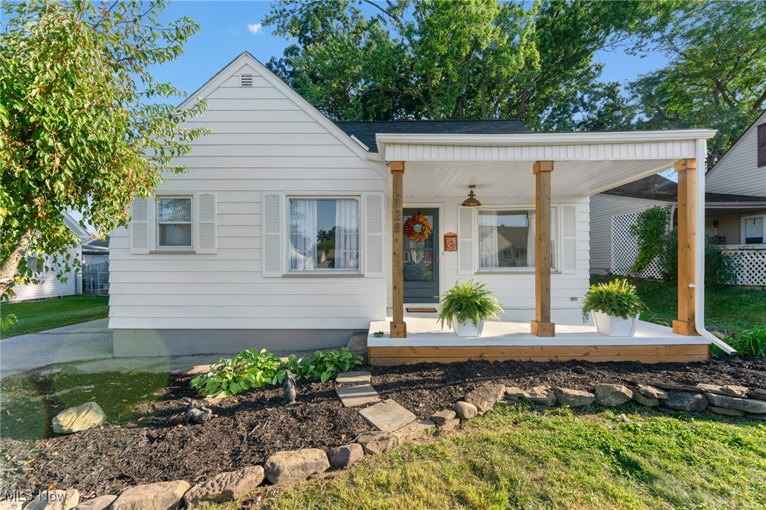 This beautifully updated 3 bed, 1 bath cape cod boasts character throughout while embracing a modern touch with a charming feel. The gorgeous and inviting kitchen offers brand new butcher-block countertops, appliances, and plenty of cabinetry for storage. Enjoy fall days and evenings on the farmhouse inspired front porch right off of the cozy living room. The main floor offers a full bathroom with 2 bedrooms refreshed with new paint, doors, and carpeting. The upstairs bedroom offers privacy with plenty of storage! Your future home is move in ready with the following updates: (2024) roof; (2025) central air, electrical upgrades, glass block windows, gutters, garage door, flooring and painting throughout. Schedule your viewing today!