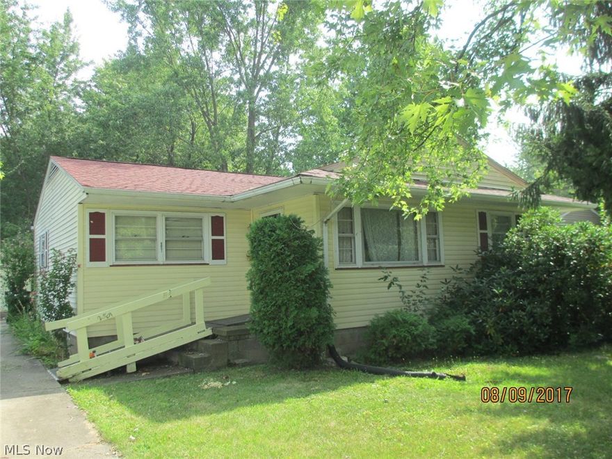Nice ranch home, newer roof & vinyl siding. Full basement partially finished plumbed for bathroom. Hardwood floors, nice layout, needs some cosmetic updating & remodeling. Concrete driveway. Nice back covered patio & large back yard. Estate sale - sold "as is".