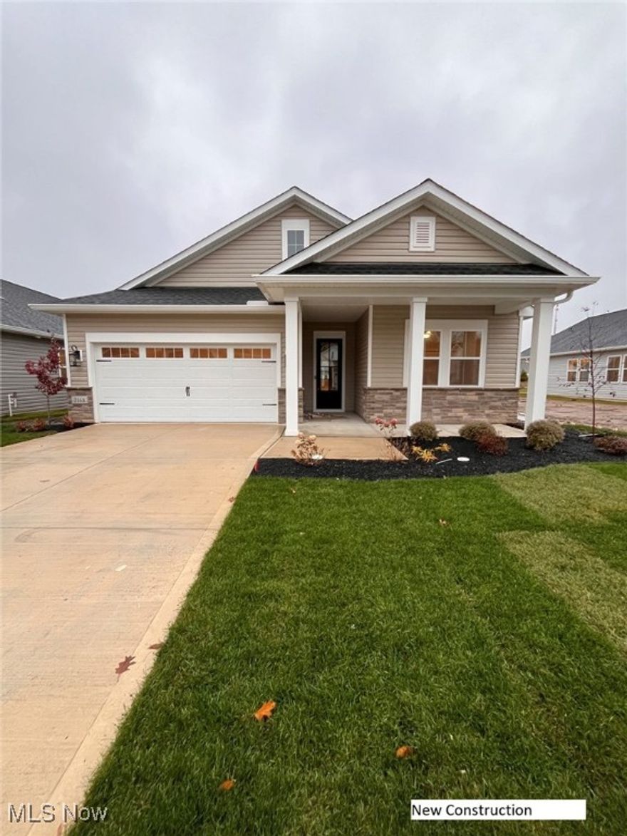 Move-in ready by December 2025! The Astaire offers 2 bedrooms, 2 full baths, and a modern, single-level design with the Farmhouse Look interior. Enjoy soft-close kitchen cabinets with floating shelves, quartz countertops, tile backsplash, and stainless-steel appliances including a 5-burner smart gas range, wall oven and French door refrigerator. Features include luxury vinyl plank flooring, 36-inch gas fireplace, covered patio, and spacious primary suite with stylish ceiling treatment, walk-in closet and luxurious bath with larger shower. Located at Four Seasons at Sandstone, Amherst Township’s premier low-maintenance, restore-style, 55 plus, active living community with clubhouse, pool, fitness center and more.