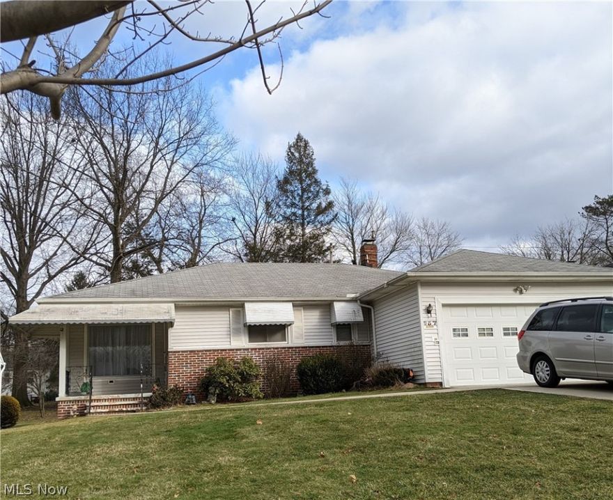 Spacious three bedroom, 1.5 bath ranch house with basement and attached 2 car garage on short residential street in Lyndhurst. Interior has been professionally painted. Close to senior center and park with playground, pool, tennis courts. Owner kept house in good repair and preserved the natural wood trim. Hardwood floors in all 3 bedrooms. Kitchen has a dinette area, and the L-shaped living room has dining room area large enough for a table to seat 6 plus room for a china cabinet. Patio doors at the end of the living room open to the backyard. Covered front porch to protect you from weather. this house is clean and move-in ready, but you will want to update and make changes that reflect your personal needs and taste.