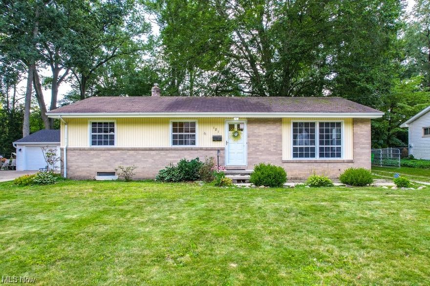 Enjoy the ease of one-level living! This adorable mid-Century ranch in Munroe Falls has 3 Bed/1.5 Baths, nearly 1200 square feet of living space, beautiful hardwood floors, and neutral paint throughout. The kitchen containing all appliances, the half bath, and  the dining room all feature ceramic tile floors, while the refinished hardwood floors in the living room and Primary bedroom absolutely gleam. The Primary bedroom also features an attached half bath that is shared off the dining room. Head downstairs to the spacious full basement with two large cedar closets perfect for storage and utility area that includes a washer and dryer. A spacious fenced backyard provides the perfect spot to unwind or entertain or let your 4-legged friends romp, and the oversized 2.5 detached car garage is a mechanics or hobbyists dream. Conveniently located just minutes from Munroe Falls Metro Park and Adell Durbin Park and close to the shops and restaurants of Stow/Kent. Don’t miss out! Make an appoint