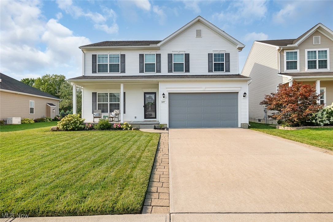 Welcome to this stunning home in sought-after Meadow Lakes, built by the original owners in 2018! Enjoy peaceful lake views from your fully fenced backyard, complete with a beautiful paver patio—perfect for outdoor entertaining. Front porch offers additional outdoor seating area. Light and bright interior with open floor plan. Inside, you'll find updated luxury vinyl plank flooring throughout (2021). The spacious master suite offers a walk-in closet and private bath. Convenient second-floor laundry adds to the functionality. The kitchen features a bright morning room and comes fully equipped with stainless steel appliances with loads of counter space and breakfast bar. Dining area off kitchen. This home has been lovingly maintained and is truly move-in ready!