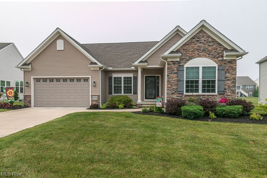 This home is a MUST SEE!!  First floor living at it’s finest!  Beautiful 3 bedroom, 2 bath ranch in Marshview Landing Community.  This custom built home features a spacious Great Room with vaulted ceiling and mosaic tiled fireplace. The eat-in kitchen is a chef’s dream with stainless steel appliances, Quartz countertops and island, pendant lighting and corner pantry.  This is the hub for the home where guests and family can enjoy each other’s company from the dining room and great room.   The dining room has sliders to an outdoor composite deck, and offers plenty of green space and a pond view.  The primary en-suite features dual sinks, custom tile shower, ceramic tile flooring, and a pocket door to the conveniently located laundry room. Two additional nice-sized bedrooms with double closets are located at the opposite side of the home. Office with French doors can be used for play, gaming, crafting, or a fourth bedroom. A rod-iron, lit staircase leads you to the full unfinished baseme