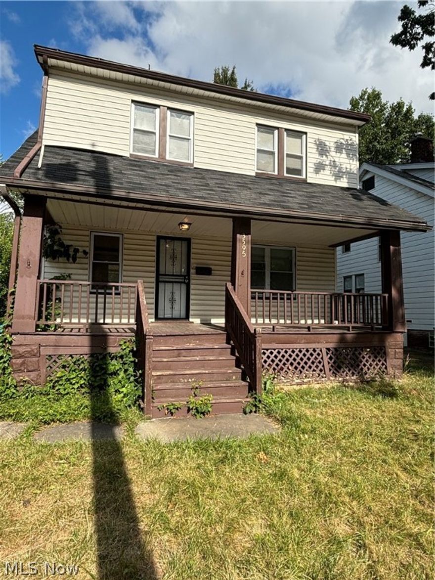 Check out your next potential investment! 3 bedroom/1 bathroom Colonial is awaiting your finishing touches to become your next cash flowing investment. Withy loads of potential this property needs very minor updating in order to be rent ready. Featuring very spacious living room, dining room, eat in kitchen, 3 comfortably sized bedrooms and an open porch for relaxation. Off street parking is an additional convenience to this well maintained property. Situated in the Union Heights subdivision, property is a short drive to Downtown Cleveland, Benedictine Highschool, Cleveland Clinic and more.