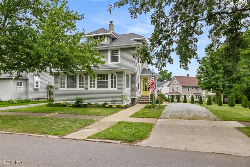 Own a piece of history with this 1912 Colonial. Since 2022, the home has seen major improvements, including a 200-amp electrical upgrade with new wiring, circuits, and GFI outlets, plus a high-efficiency furnace and gas hot water tank. The kitchen was refreshed with white shaker cabinets, butcher block counters, a stainless sink, Delta faucet, new lighting, backsplash, and disposal. Flooring updates include refinished hardwood, engineered wood in the living room, and LVT in the sunroom. Windows were completed with vinyl double-hung, low-E replacements, reglazed originals, and new blinds. Both the half bath and back foyer were remodeled, plumbing was updated, and the interior was fully repainted. Outside, you’ll find a new concrete patio, composite deck staircase, fencing, fresh landscaping, and arborvitaes. Basement waterproofing and attic repairs round out the updates.