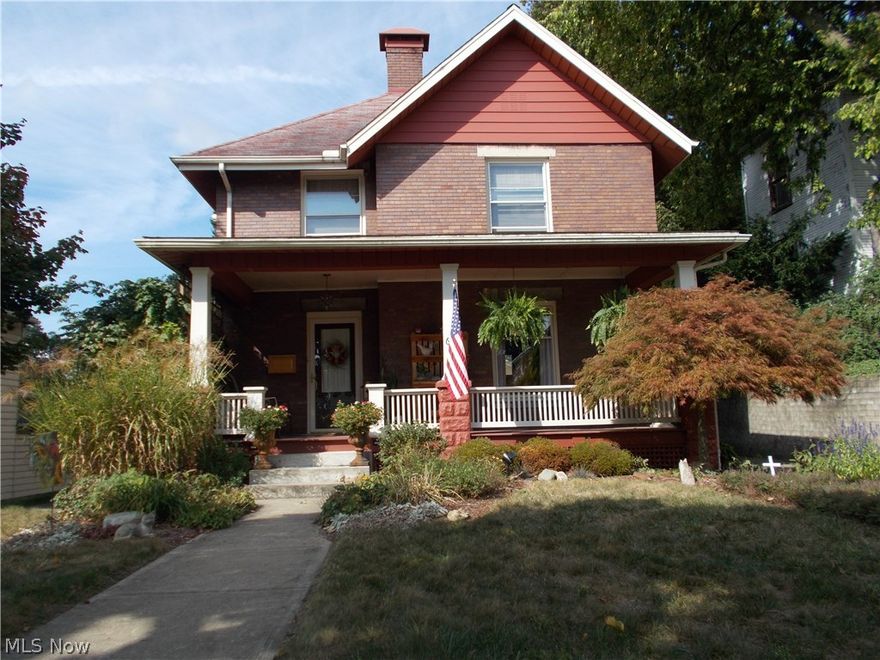 Beautiful brick home with oak woodwork, large living room , dining room and kitchen with a half bath off of the kitchen . The second floor has 3 bedrooms and a full bath and steps to the attic area that offers extra storage and is well insulated . There is a large front porch, enclosed back porch , fenced yard with many beautiful flowers and a detached 4 car garage that has electric, heat and water . Do not miss the opportunity to own this brick home . Call today to view this home .