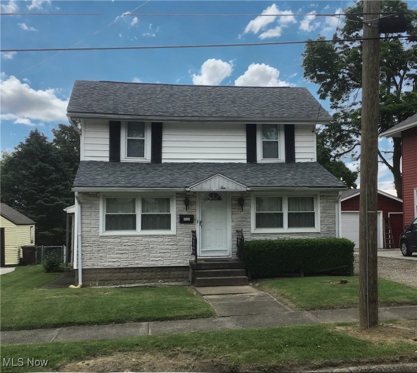 This 3 bed, 1 bath, vinyl sided, 2 story home near Massillon Christian School features a 1.5 car detached garage with electric and new door opener. The living room and dining room are fully carpeted and hardwood floors throughout. The home has oak woodwork, newer roof, furnace, central air and water heater, updated electric panel and vinyl replacement windows throughout. The pantry off the kitchen could be converted into a half-bath. Stove, fridge and dryer to remain with the home. There are counter to ceiling cabinets in the kitchen, a built-in bookcase in the living room and a concrete and gravel drive.