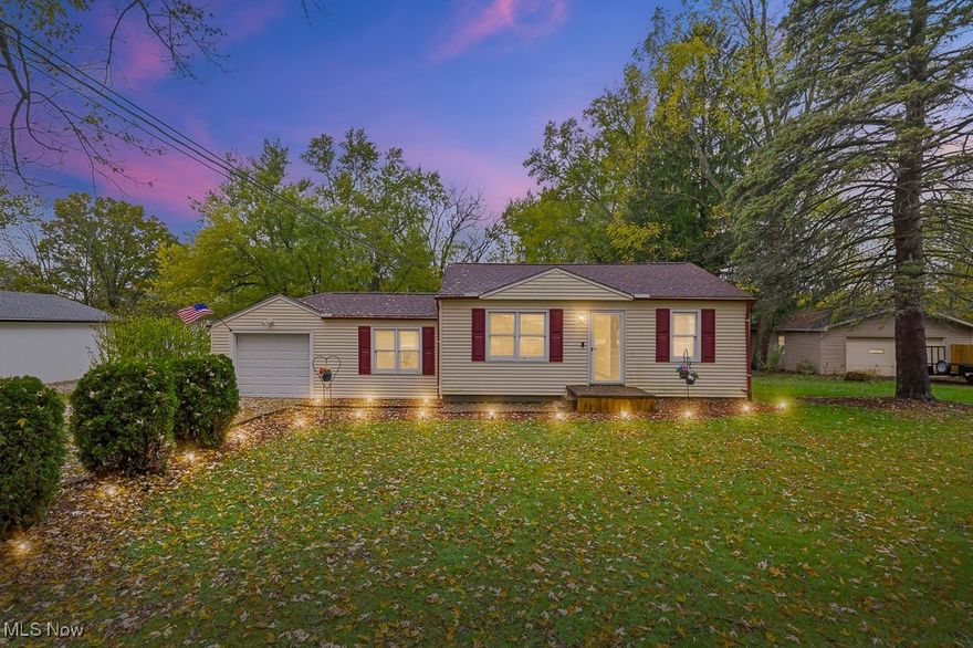 Welcome to this charming 2-bedroom, 1-bath ranch in Tallmadge, offering over 700 sq. ft. of comfortable one-floor living. Perfect for convenience and ease, this home sits on just over a half-acre lot with plenty of outdoor space to enjoy. The property includes a 1-car attached garage and a spacious backyard—ideal for entertaining or relaxing. Enjoy summer days in the above-ground pool or host large gatherings in the open yard. Whether you’re looking to downsize, purchase your first home, or add to your investment portfolio, this cozy ranch is a wonderful opportunity in a great location! A 1 year home warranty is included.