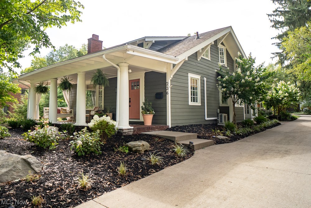 Lovely Century Home in the Heart of North Canton. Built in 1917 * 2070 sf * 3/4 bedrooms * 2 baths * .53 acres
Striking the perfect balance between preservation and modernization, this true craftsman is a rare find.
Located on one of North Canton’s prettiest streets and close to downtown. Featuring 3-4 bedrooms, 2 full bathrooms, and an oversized 3-car garage with workshop area, loft and bathroom. Recent updates include a newly remodeled kitchen, fully renovated bathroom, new furnace (2022), a/c on the first floor, and all landscaping, providing both style and efficiency.
Beautiful kitchen fully remodeled with new cabinets, quartz counters, newer appliances, tile backsplash and a view that can't be beat with its 7ft wide window. Primary bedroom & remodeled full bath on first floor, along with a second room that can be bedroom, closet room, office. Upstairs find 2 stylish bedrooms, a hall loft space, full bath and walk in attic. Basement has large laundry area, several storage rooms and a partially finished area perfect for work outs or play room. The property is enhanced by the private yard, well-manicured landscaping, large pergola with water feature, ideal for outdoor enjoyment and entertaining, and let's not forget the huge front porch with swing. Other items of interest; Newer hot tub included. Fireplace is both wood burning and gas. Kitchen has reverse osmosis water.
You will treasure all the original Craftsman character still shining through. With its combination of timeless character, thoughtful updates, and a prime location, this home is truly a great find in North Canton.