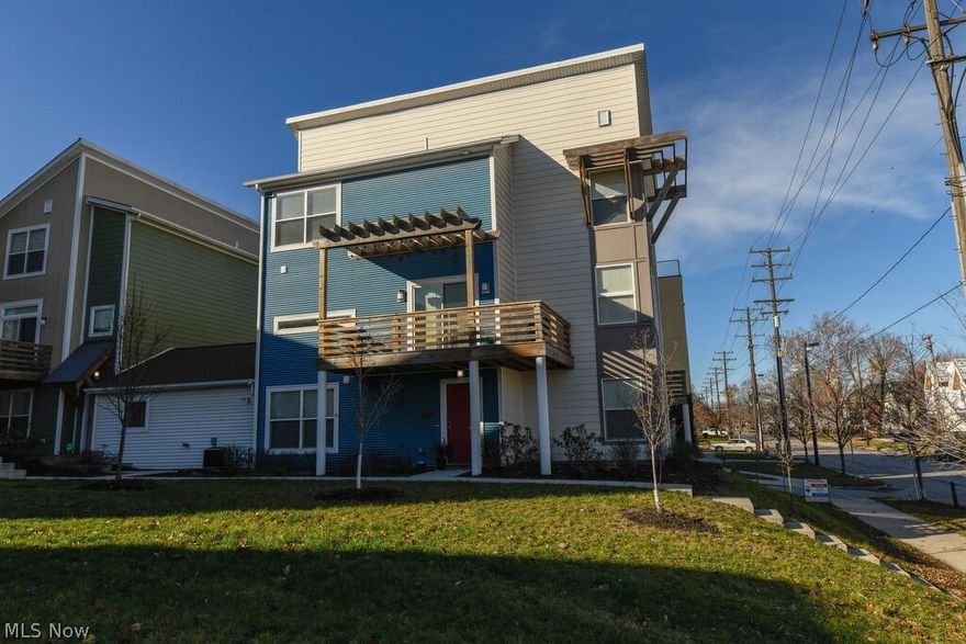 Newer Construction in ideal TREMONT location. No need to purchase new. This modern open design, 2,193 sq. ft., has everything you need for the perfect CLE City Lifestyle. When you enter this Builders-Model Home you will be walking on custom stained Hickory Hardwd flrs on the main living area.  The high-end finishes include: Hickory Flrs throughout the main level, open style Gourmet kitchen w/ quartz counters, focal point Center Island w/ Sink, Subway Tile back splash, SS Appliances, the latest selections in Fixtures and Custom Cabinetry & Hardware. The Green features Include: Energy Star Appliances, Lighting, HVAC and low VOC paints used throughout. The Warm Upscale Main living area has access to the extra large Balcony Deck w/ City Views & a landscaped/grassy Courtyard area. The tastefully appointed Master Bed features his & her closets, city views and Spacious Master Bath w/ double sinks.  The Laundry Center is conveniently located on the primary bedroom level. The Tastefully finishe