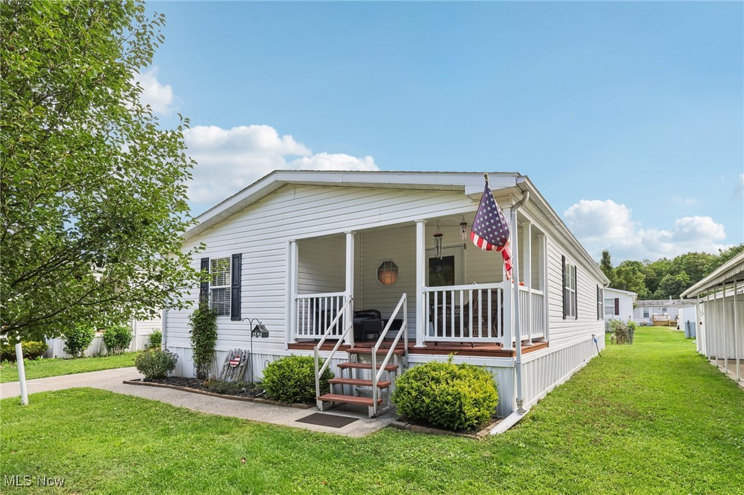 Discover comfort and peaceful living in this 55+ community located in Normandy Village. This charming 2 Bed, and 2 full
bath manufactured home offers a spacious living area with vaulted ceilings and new carpet and Laminate wood flooring
through out. The dining area is open to the kitchen and large living room, with a bonus room off of the dining area, it
could be used as a second living area, bedroom, office, or what ever your heart desires. The laundry area is accessible
right off of the kitchen, and comes with a washer and dryer. There are two spacious Bedrooms located at the back of the
home with large closets and the primary bedroom comes with its own private full bath. This home offers ample
closet/storage, there is a shed out side for all of your outdoor storage needs. The back of the home features your own little
patio to sit at and enjoy the sun or sit and gaze at the stars, you may also enjoy the comfort of the covered front porch in
the morning with that first cup of coffee. This home has many new updates, you don't want to miss this one.