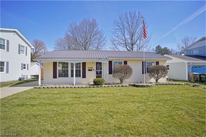 Well-maintained and updated 3-bedroom Ranch with 1 full and 1 half bath.  Large living room with 2 front windows that let in lots of natural light, opens to fully applianced kitchen which includes Bosch dishwasher, Whirlpool fridge and stove, ceramic tile backsplash and newer cupboards/counters and plenty of room for table and chairs to overlook the fully fenced backyard and 2-1/2 car garage.  Both the full and half baths have newer, granite-top vanities and new lighting.  All three bedrooms along with the living room and kitchen have ceiling fans.  Third bedroom currently has no closet doors with shelves in the closet space and was being used as an office.  There is a 3-season room in the back with 3 sets of sliders, next to it is a patio that used to have a hot tub (believe wiring is still there or could be reinstalled).  Backyard has wood, privacy fencing all around it with a large shed with loft behind the 2-1/2 car garage with workbench area.  Finished basement with poured concret