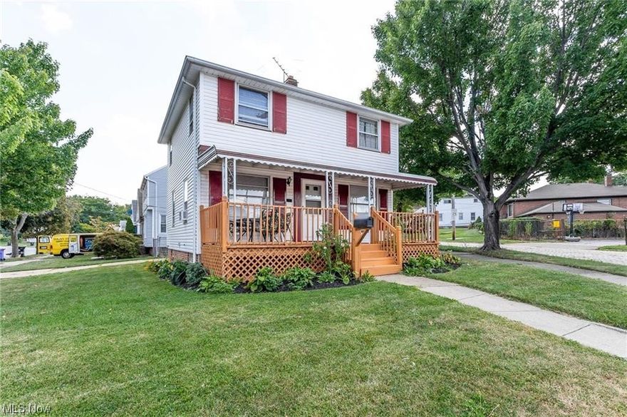 Wonderful 3 bedroom colonial style home available! Easy to show! Located near both I-90 &  I-71. Includes many new upgrades such as- new central heating, air conditioning, hot water tank, and bath surround! Original hardwood floors throughout first and second floor. Includes a lovely front porch, a fenced in yard, as well as an attached garage. Home warranty included in sale.