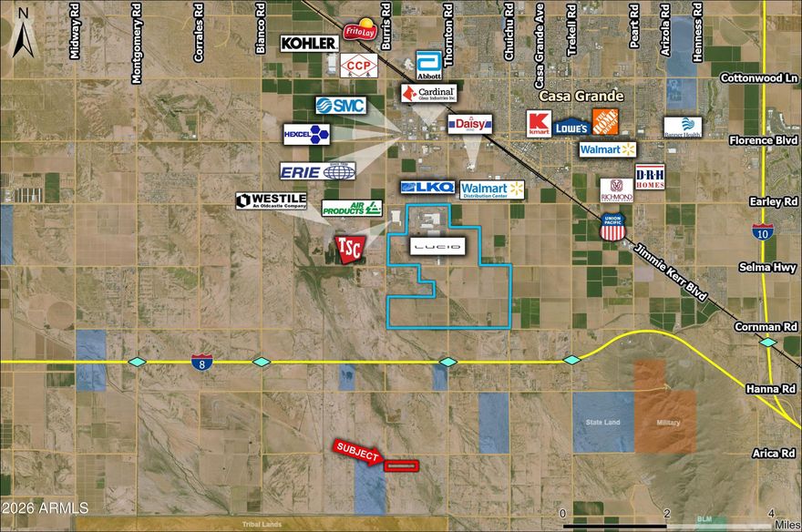 Property is located along Burris Road just south of I-8 and Casa Grande.  Power is to the property on the western border.  Excellent Investment or 1031 Exchange.  Submit all offers.