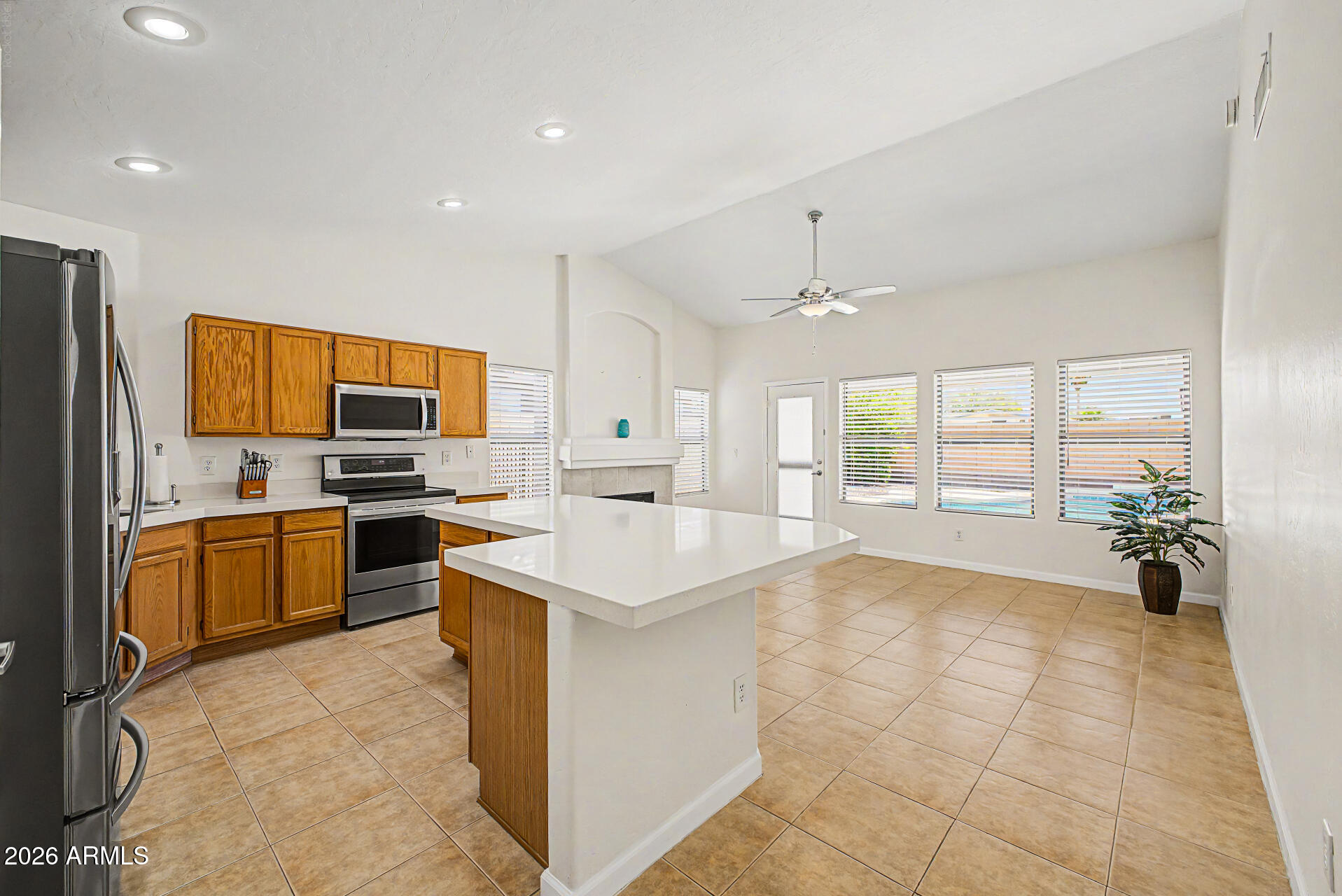Open Kitchen with Quartz Island
