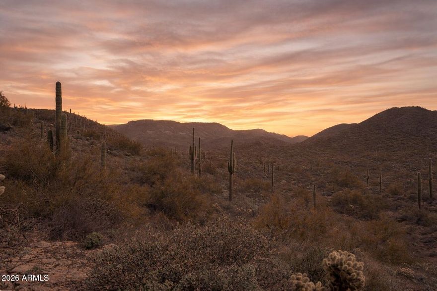 An outstanding and rare 10 acres in the North Cave Creek area. The parcel is bordered on two sides by State Land Trust Preserve and covered with saguaros and other beautiful desert flora. There is plenty of room to build your dream home. Build high and enjoy city light views, or build lower and be enveloped by Sonoran Desert. Serenity and privacy, but minutes from downtown Cave Creek and Spur Cross Conservation for miles of hiking, mountain bike riding, and horseback riding. The property is gated and paved most of the way to the parcel. This is a very beautiful parcel!