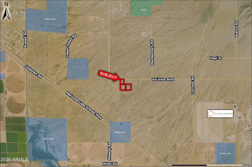 Properties are located along the south side of Val Vista.  Property is surrounded on 3 sides by the Arizona Sonoran Cooper Company, doubtful to have any near-term development on this land.  Power is along Val Vista Road and is served by APS.  Submit all offers.