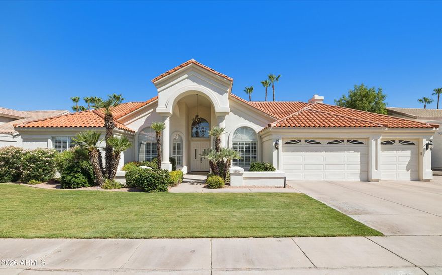 RARE FIND! Welcome to Powderhorn Ranch, a highly sought-after enclave of custom homes in the Cactus Corridor.  Fantastic floor plan with great flow, soaring ceilings, 4 spacious bedrooms, 2.5 baths, & 3-car garage. MOVE-IN READY: Neutral interior with stone flooring, granite countertops, updated cabinetry, wood shutters & all-new designer lighting. The primary suite is a dream w/ fireplace, sitting area, & updated bath w/ spacious walk-in closet. New roof & newer AC. Expanded parking. OUTDOOR OASIS: Outdoor living with an ultra-private backyard, sparkling pool/spa, BBQ, misters, and built-in dining table w/ fire feature. PREMIER LOCATION: This unrivaled location in the heart of Scottsdale is just minutes to dining, recreation, top-rated schools & Loop 101. Furniture available separately.