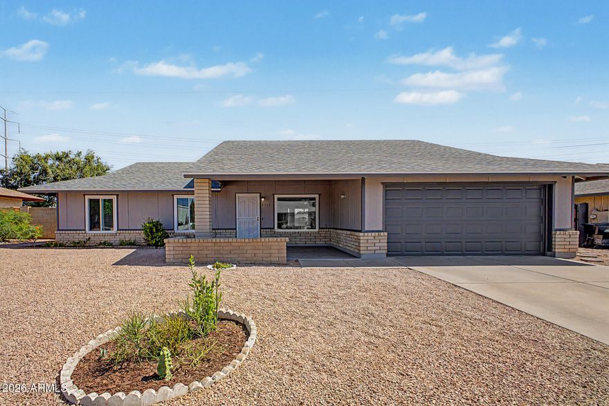 Welcome to this 3 bedrm/2bath+(office/flex/4th Bdrm) upgraded Mesa home situated on an oversized 9,531 sq.ft.lot with NO HOA! Offering north/south exposure, 2 gate access, & over $100,000 in recent renovations and upgrades, this move-in ready property combines comfort, efficiency, & style in a prime central location near shopping, freeway access, & within walking distance to Entz Elementary School. Step inside to discover spacious living areas including a large formal living room & an oversized family room just off the kitchen -- perfect for entertaining and everyday living. The updated kitchen features freshly painted cabinetry, new Corian countertops, pull-out lower cabinets for pots and pans, new stainless steel appliances including refrigerator, dishwasher, microwave, & oven/stove plus direct access to the pantry & laundry room from the 2-car garage for added convenience.Washer & dryer hookup inside home. This 3 bedrm/2 bath home feels just like new with major system upgrades already completed, including a new roof, new central HVAC system, new mini-split HVAC for the attached office/flex space/4th bedrm, with exterior entry, new dual-pane Champion windows & slider, new water heater, new garbage disposal, new security door, & new door locks throughout.Both bathrooms have been beautifully updated with new vanities, hardware, toilets, & designer tile surrounds. The primary suite features a stunning new tiled walk-in shower with glass enclosure, new vanity & toilet. Additional upgrades include new wall texture & interior paint, upgraded baseboards, new lighting, Blinds & ceiling fans throughout,  & refreshed exterior paint.Enjoy Arizona outdoor living with a large shaded front patio with new tile, expansive covered backyard patio, low-maintenance desert landscaping with watering system, extra storage space, & plenty of room for toys, dog run, or future possibilities.No neighbors behind!!This rare Mesa find offers extensive upgrades, flexible living space including a private office with exterior entrance & brand new split hvac, oversized lot features, & true pride of ownership throughout. A must-see opportunity!